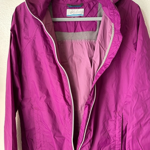 COLUMBIA Pink Hooded Medium Windbreaker Raincoat - Picture 10 of 10